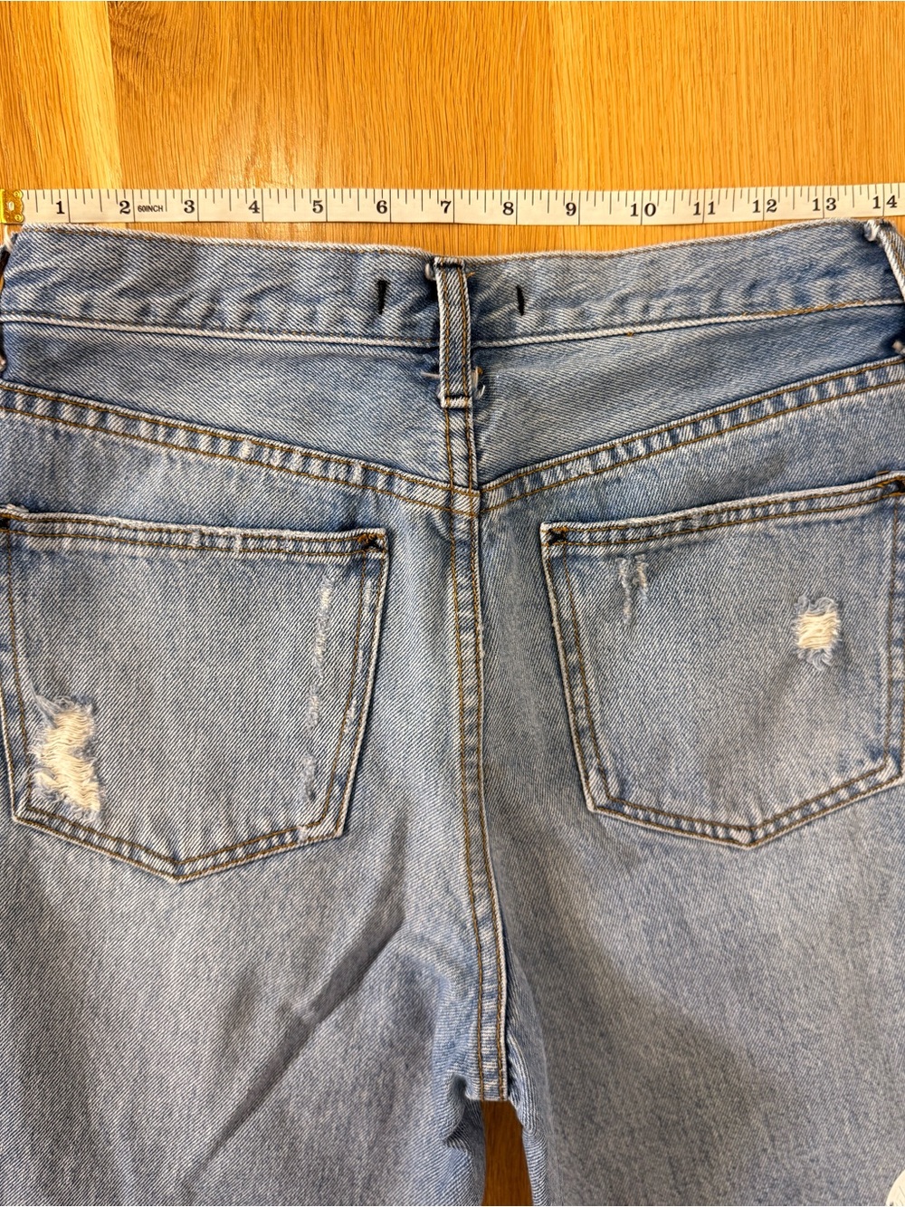 Free People Distressed Light Wash Straight Leg High Rise Jeans Size 28 - Picture 10 of 12